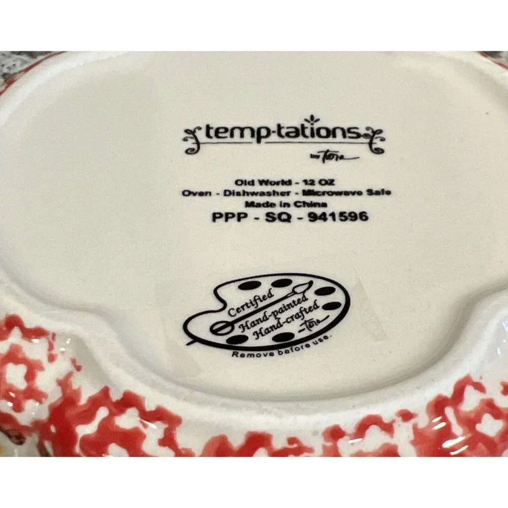 Set Of 2 Temp-Tations Old World Red 12 Oz Baking Dish PPP-SQ-941596 Scalloped 7